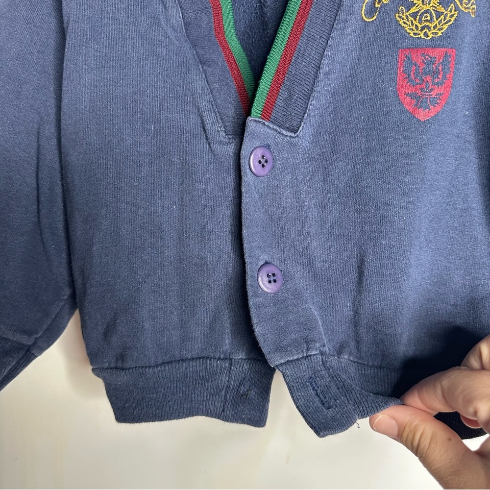Vintage Tow Away Zone Toddler Cardigan Size 2T Navy Preppy Campus Academia Style - Picture 4 of 5